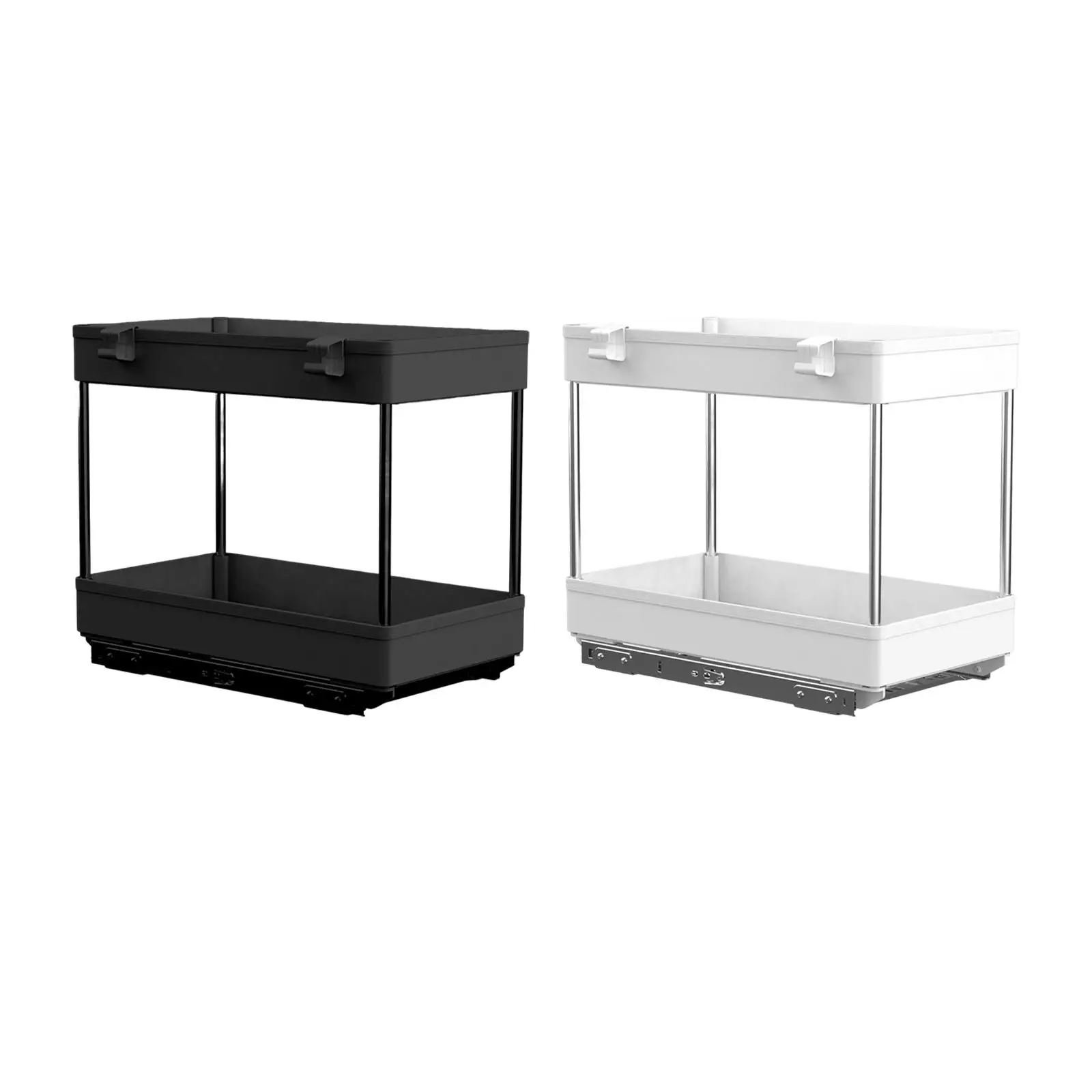 

Cabinet Basket Organizer Slide Out Two Tire Under Sink Shelf for Brush