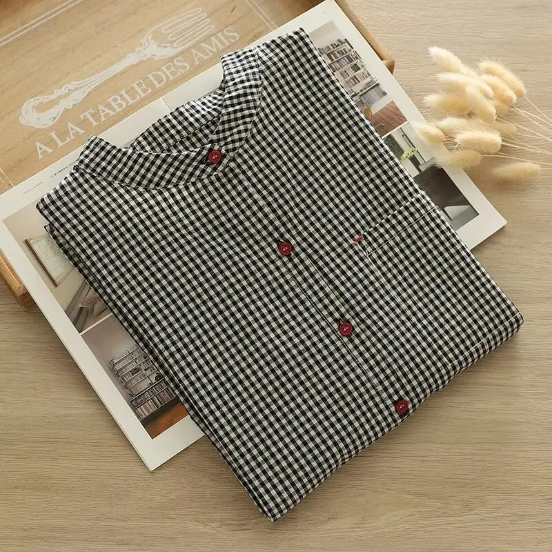 Рубашка с длинным рукавом женская хлопковая Повседневная Свободная блузка в