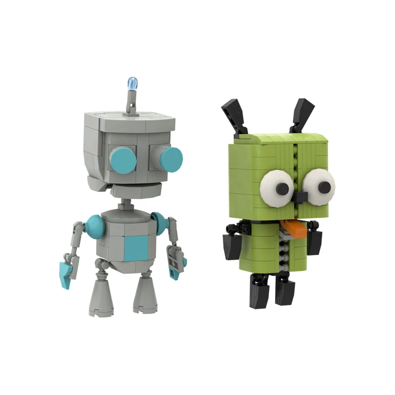 

MOC Alien Robot Brickheadz Zim Servant GIR Building Block Kit Comedy Characters Figure Brick Model DIY Kid Puzzle Toy Xmas Gift