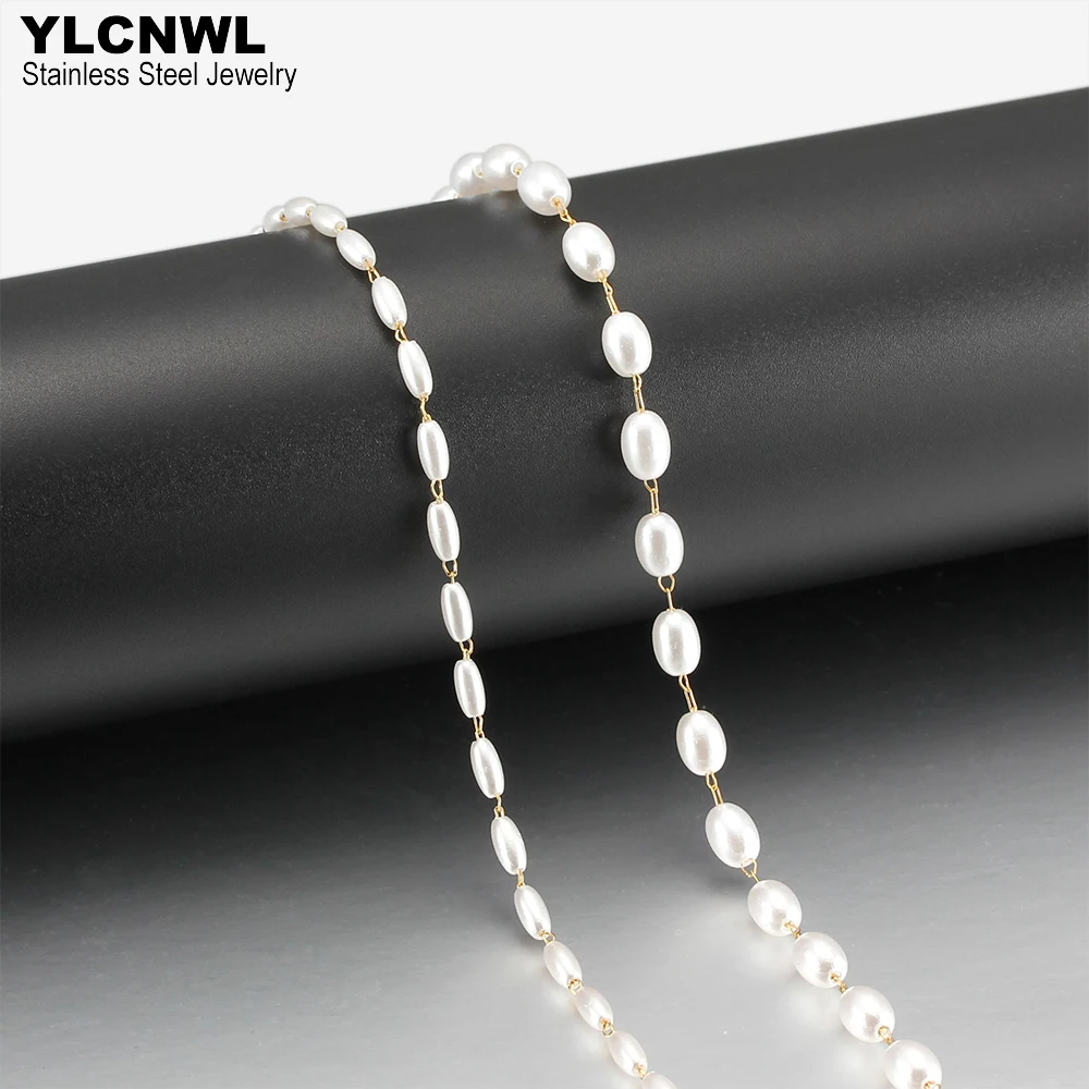 Белые ожерелья из нержавеющей стали с искусственным жемчугом для женщин