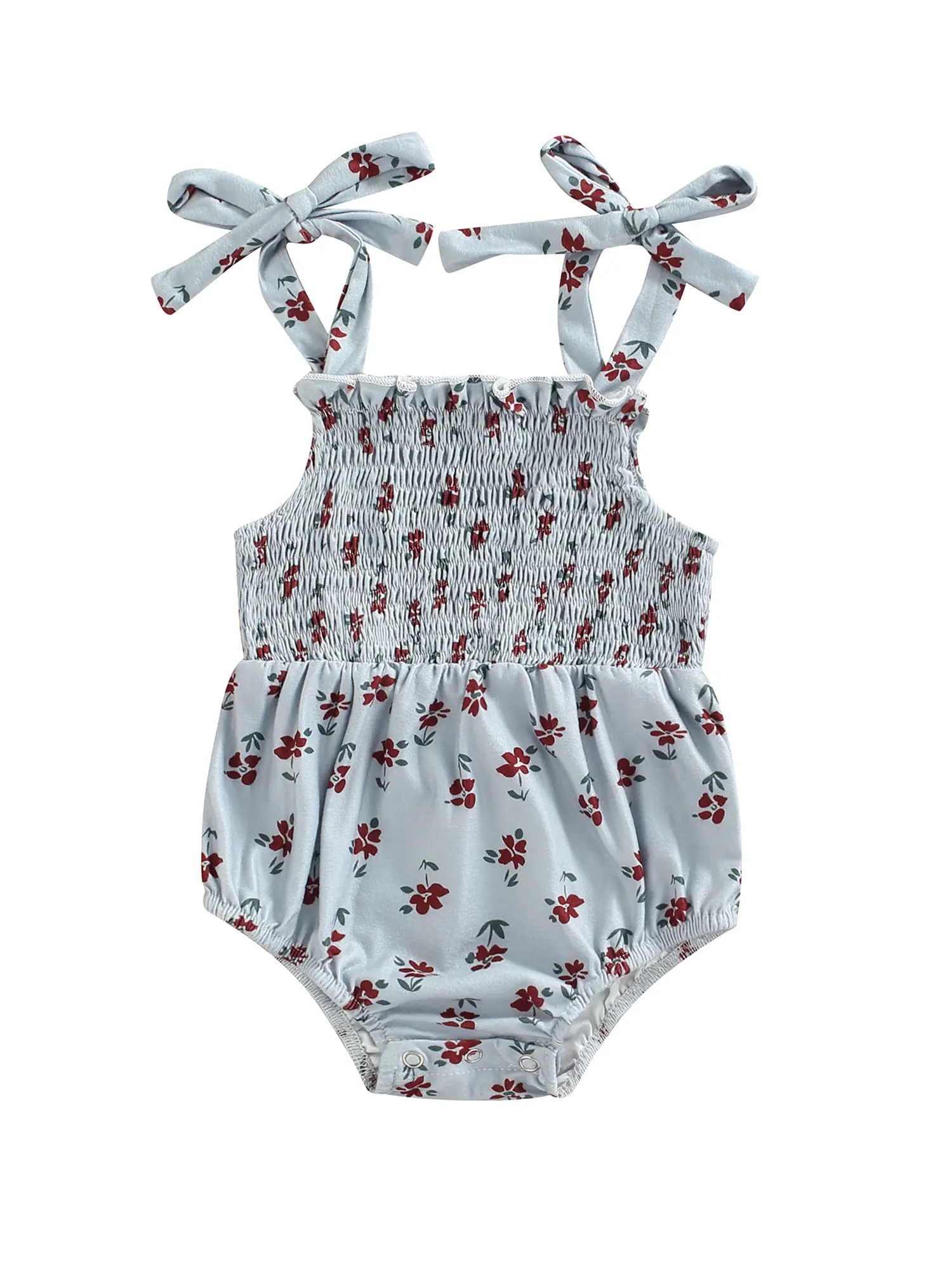 

Летний комбинезон для маленьких девочек, комбинезон без рукавов с квадратным вырезом и цветочным принтом, комбинезон с завязками на плечах ...