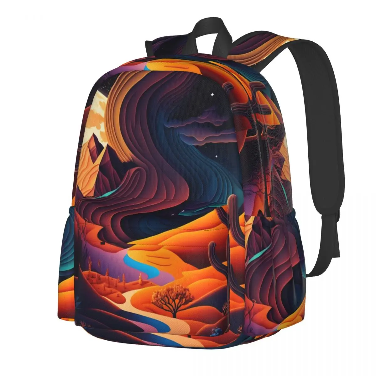 

Desert At Night Backpack Abstract Nature College Backpacks Boy Girl Custom Print High School Bags Aesthetic Rucksack