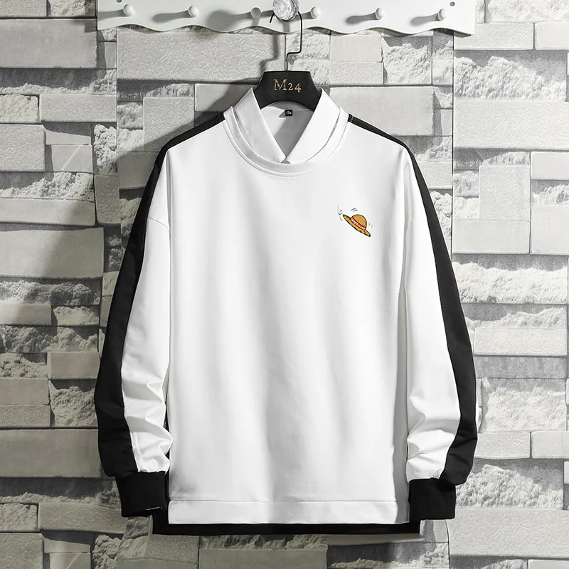 

New men's sweater spring and autumn trend round neck teenager handsome with printed casual long-sleeved top