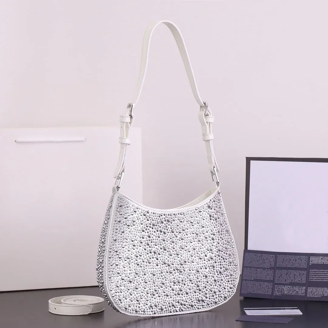 Quality shiny Cleo underarm Designer luxury bag shopping Women Diamonds Handbags Shoulder crossbody Purse calfskin wallet purse