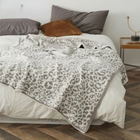 delicate knitted leopard print blankets winter warm faux fur microfiber stich plaid bedspread fluffy adult blanket throw