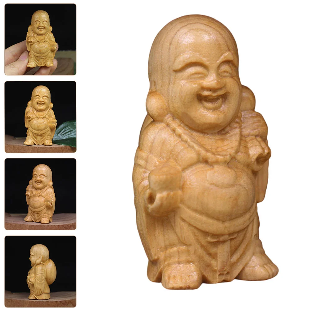 

Home Decoration Meditation Asian Wood Carved Figurine Zen Garden Vintage Crafts Little Monk Ornaments