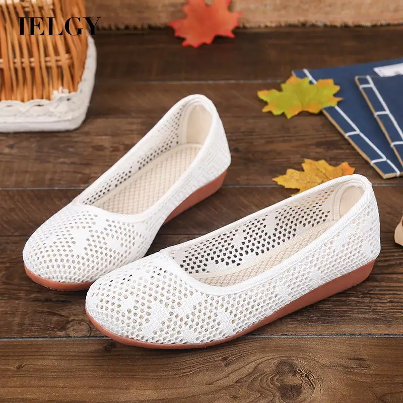 

IELGY comfortable round toe flat low-cut mesh loafers for women