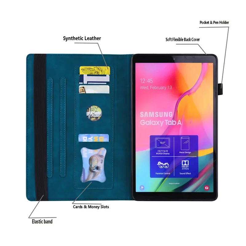 Фото Для Samsung Galaxy Tab S7 S8 Ultra S9 FE S10 Plus 11 12,4 14,6-дюймовый чехол для планшета Business Wallet Flip Book Cover с корпусом из ТПУ №4