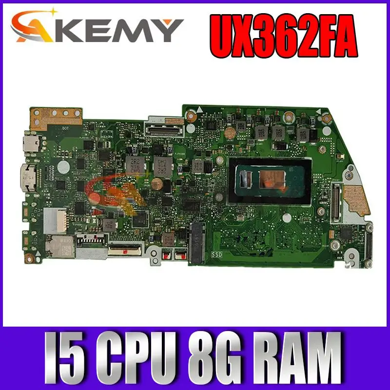 

Оригинальная материнская плата UX362FA с процессором I5, 8 ГБ ОЗУ для ASUS UX362FA-EL142T ZenBook UX362 UX362FA, тест материнской платы ноутбука ОК