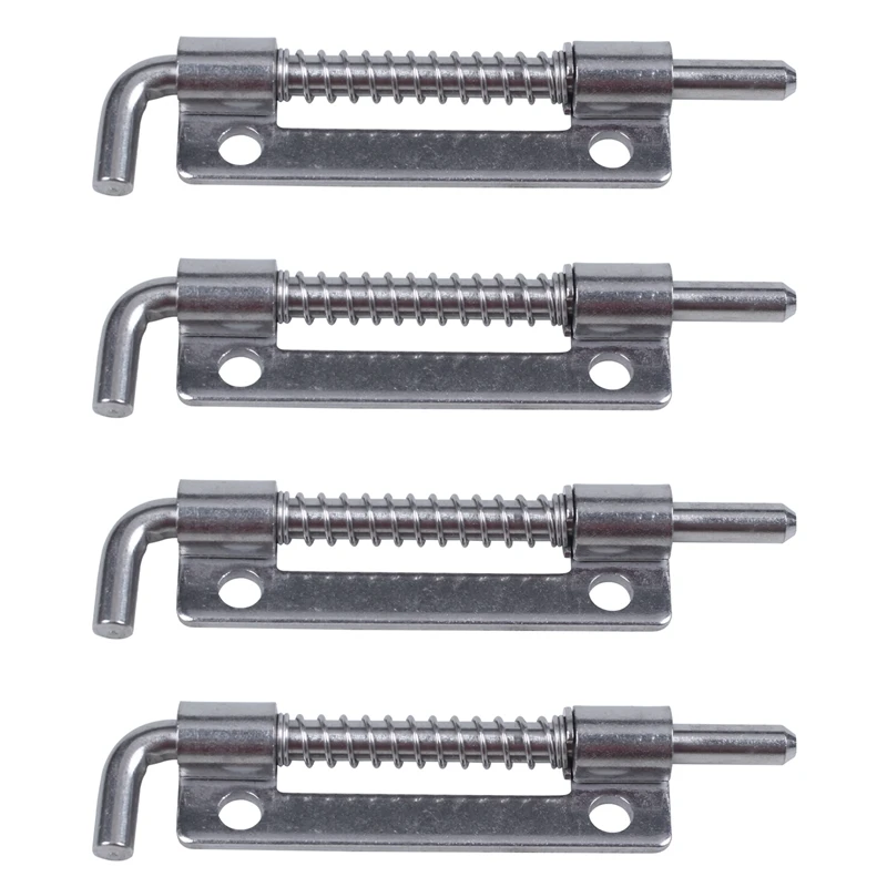

4X Hardware Spring Loaded Metal Security Barrel Bolt Latch 3.5 Inch Long Silver Tone