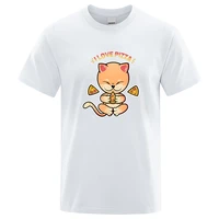 i love pizza cute cat printed mans t shirts oversize fashion tshirts loose vintage tee shirts summer comfortable men t shirts