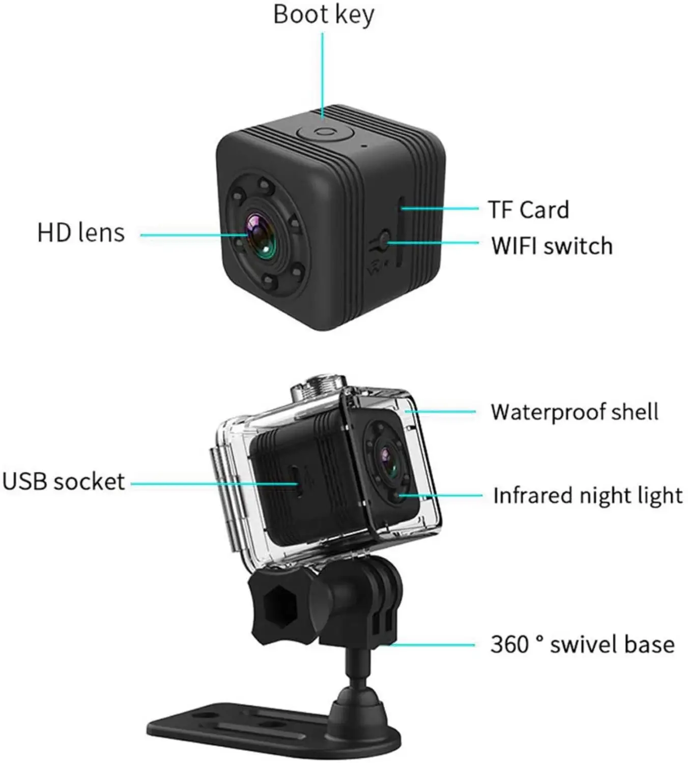 1080P SQ29 мини-камера espia ip cam Wifi дистанционное управление ночное видение свет