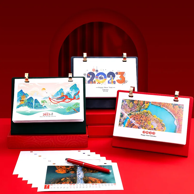 

2023 Desk Calendar Loose-Leaf Year Of The Rabbit Calendar Gift Box Set Creative Desktop Ornaments Punch Calendar Can Print Logo.