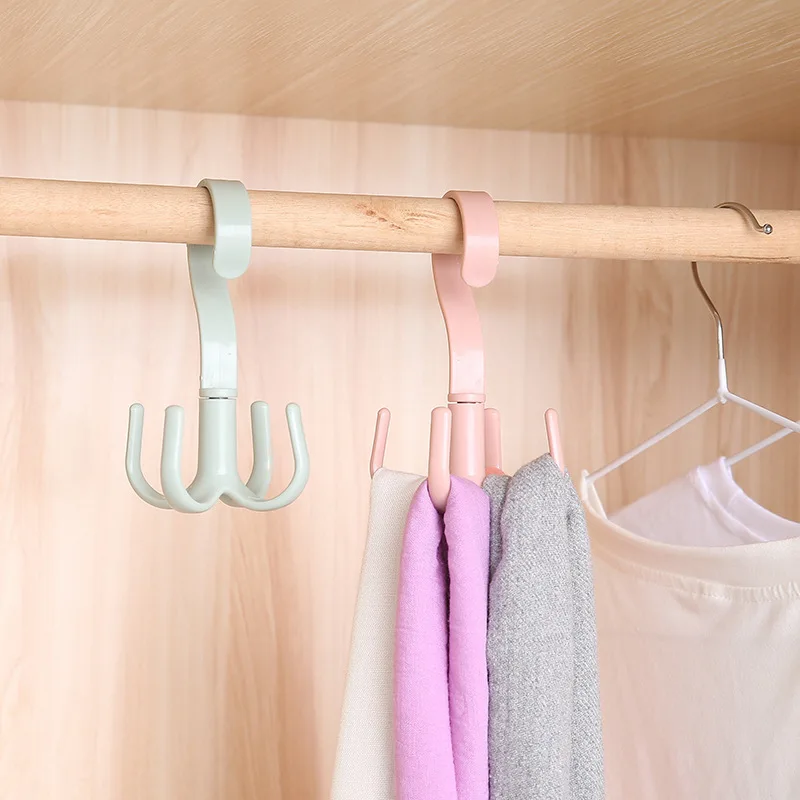 

5PCS Four-Claw Hook Multi-Functional Multi-Purpose Movable Hook Rotatable Hanging Bag Hat Scarf Dormitory Storage Punch-Free