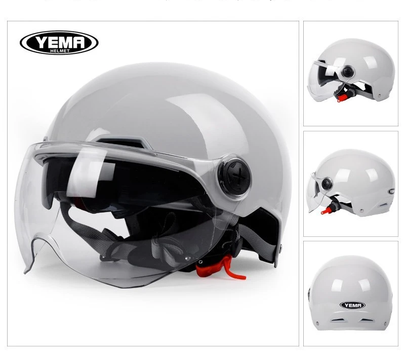 

Mustang 3C certified electric motorcycle helmet four seasons locomotive Harley half helmet battery car double mirror helmet