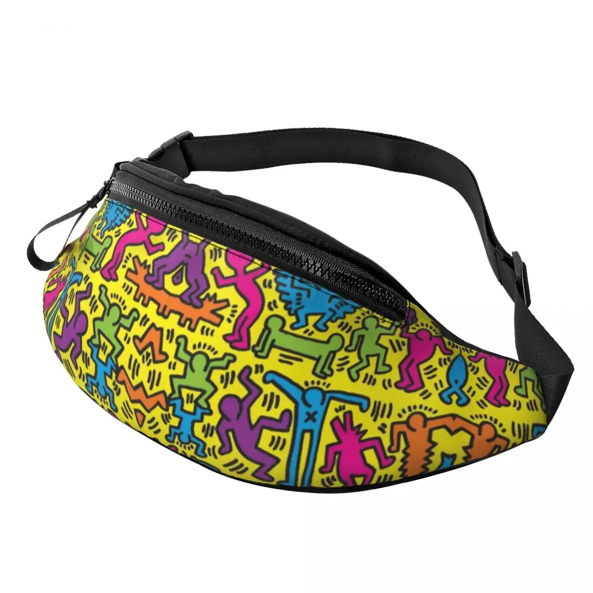 

Pop Art Haring Fanny Pack Men Women Custom Keith Geometry Crossbody Waist Bag for Cycling Camping Phone Money Pouch