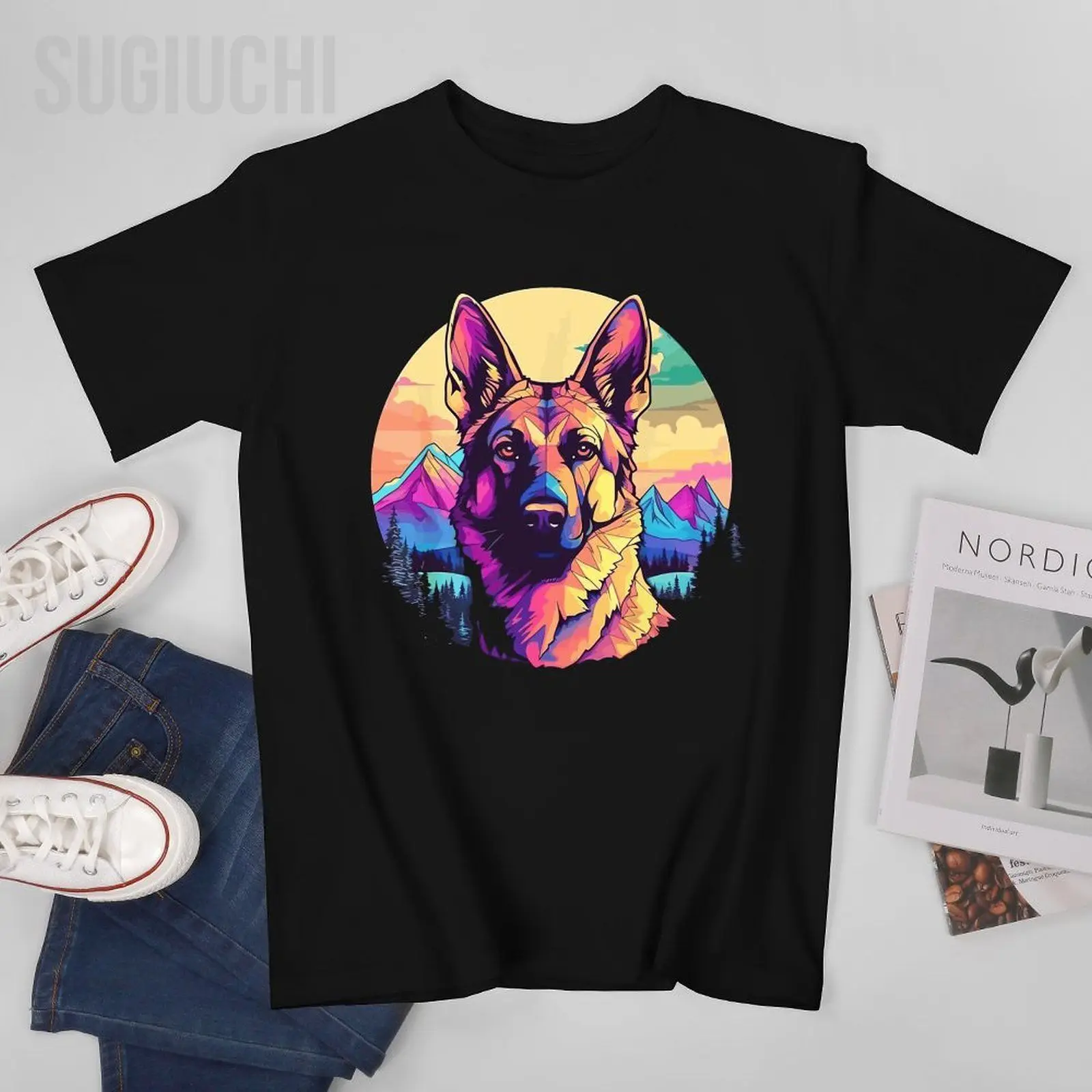 

Men German Shepherd Tshirt Tees O-neck T Shirts Women Boys 100% Cotton Short T-Shirt Unisex All Seasons