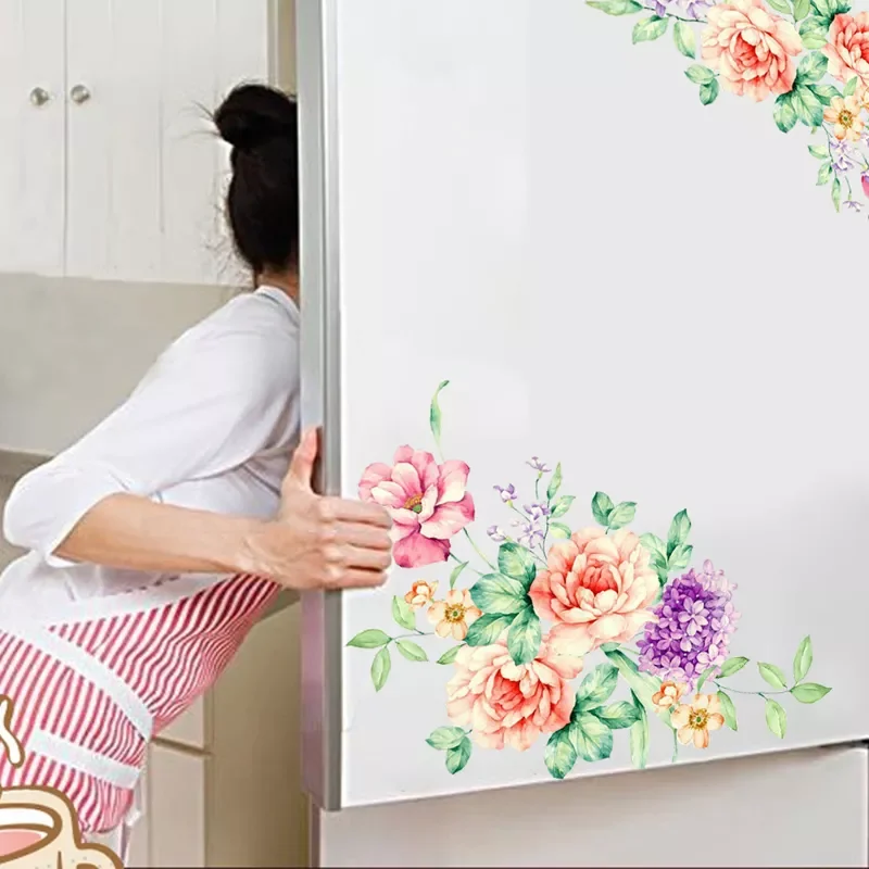 

NEW2023 Peony Flowers Wall Stickers Art Home Decor Wallpaper Removable vinyl wall decals for kids living room Toilet fridge deco