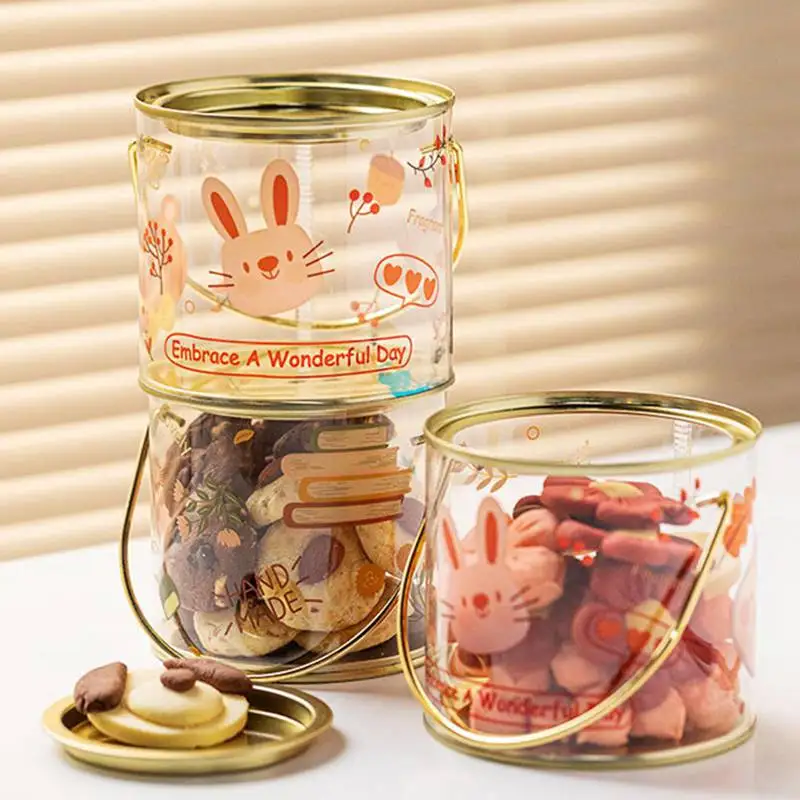 

1Pcs Easter Candy Storage Tin With Lids Round Cookie Box Portable Candy Bucket For Wedding Birthday Party Decorative Gift Box