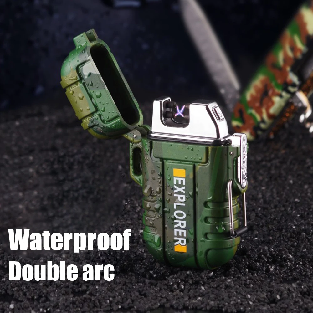 USB Водонепроницаемая плазменная зажигалка с двойной дугой для активного отдыха