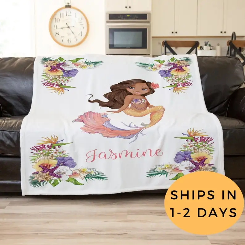 

Mermaid Blanket, Throw Blanket Boho, 12 Month Girl Gift Personalized, Gifts For Teenage Girls, Birthday Gift Ideas For Best Frie