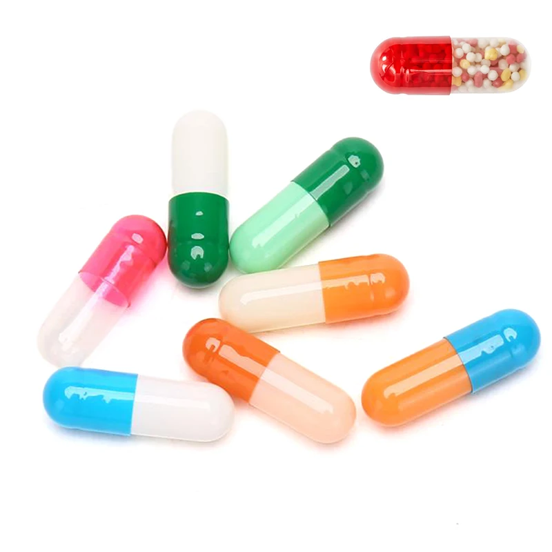 1000Pcs Empty Hard Vacant Gelatin Capsule Size 2# Gel For Medicine Pills Refill