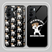 jack russell terrier phone case tempered glass for redmi k40 k20 k30 k50 proplus 9 9a 9t note10 11 t s pro poco f2 x3 nfc cover