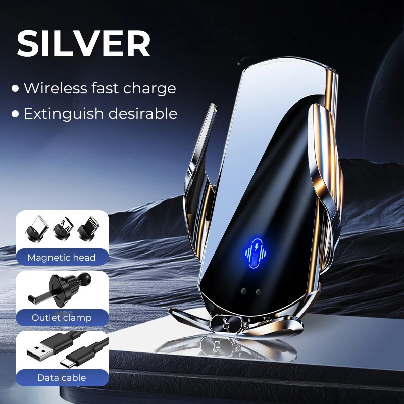 

Автомобильное крепление, держатель для телефона с беспроводной зарядкой, 15 Вт, датчик открытия и закрытия, автомобильная навигационная подставка, аксессуары, трансграничная