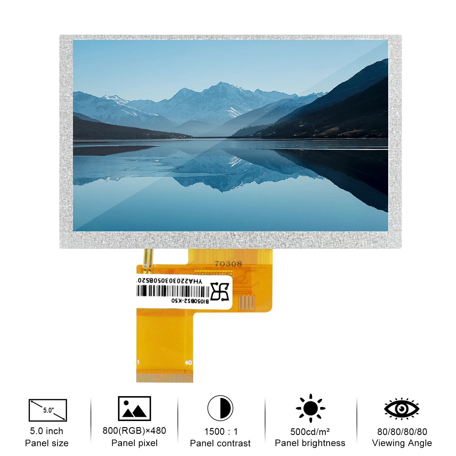 

5,0 дюймовый ЖК-экран производители 800*400 500cd/м2 ЖК-экран BI050BS2-K50