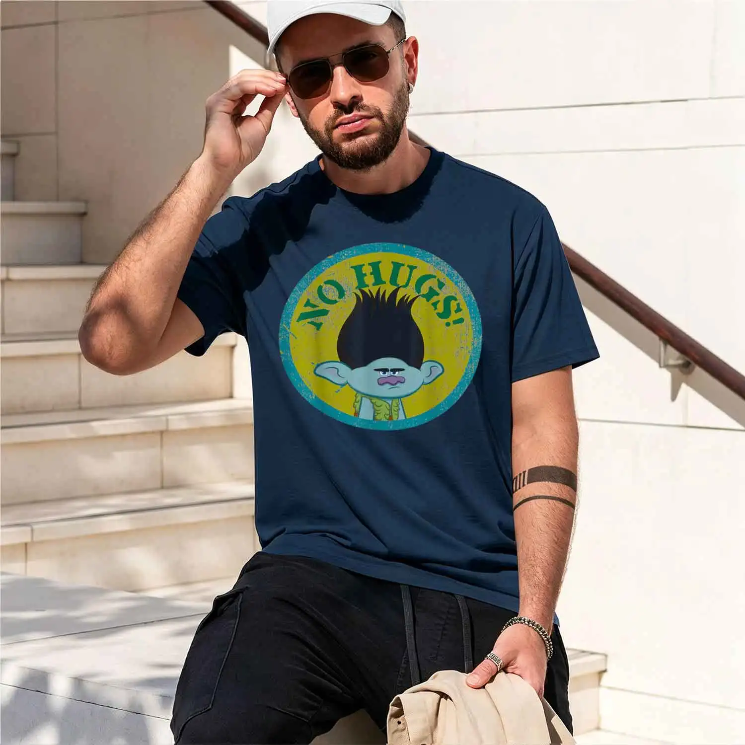 Фото Эмс Троллс Нет С! Футболка Bran T-Shirt, летняя, с коротким рукавом, дышащая, отводящая влагу, универсальная модная футболка для повседневного сезона, унисекс. №3