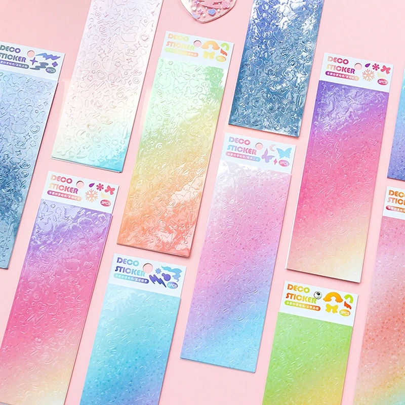 

3 Sheets Glitter Laser Stickers for Photo Frames DIY Albums Creative Collage Material DIY Craft Projects