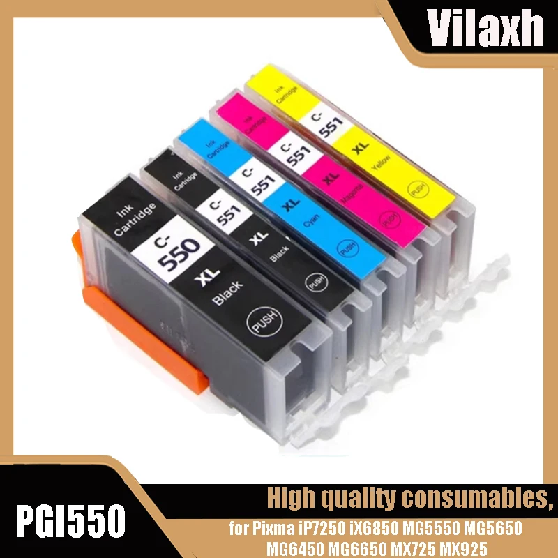 Совместимый картридж Vliaxh PGI550XL pgi 550 cli-551 XL PGI550 CLI551 для Canon PIXMA IP7250 MG5450 MX925 MG5550 6450 5650