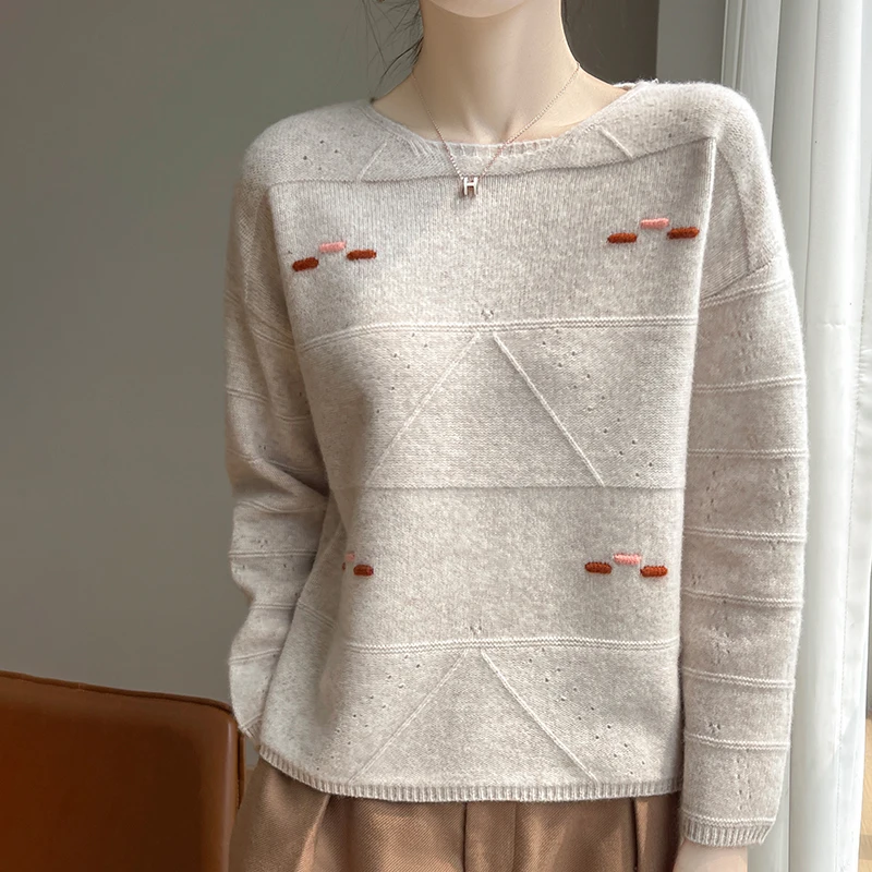 Европейский и американский тренд женский пуловер с длинными рукавами однотонный