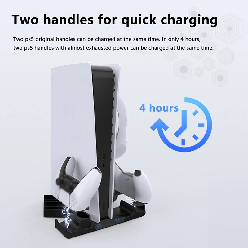 Вертикальная подставка с охлаждающим вентилятором для PS5 USB-порты быстрая