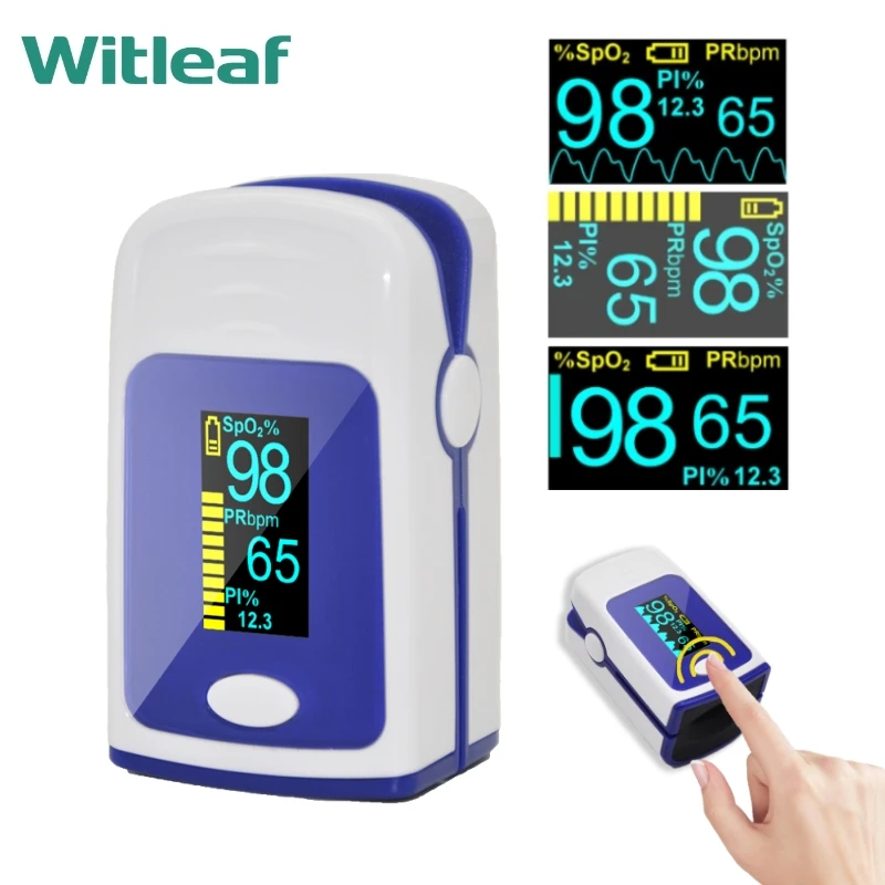 

Finger Pulse Fingertip OLED Oximeter SPO2 PR PI RR Blood Oxygen With Respiratory Rate Oximetro De Pulsioximetro Dedo and case