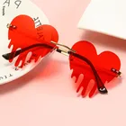 Модные солнцезащитные очки без оправы в форме сердца, женские солнцезащитные очки в форме слезы, уникальные винтажные очки в стиле стимпанк, UV400, очки для вождения, 2021