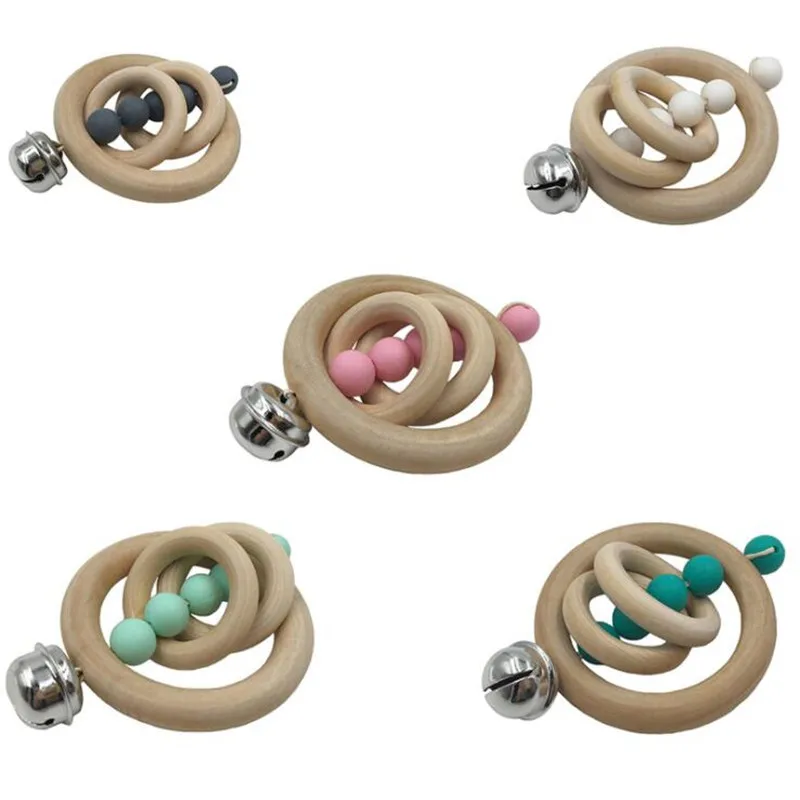 

Kids Wooden Rings Beads Rattles Toys Newborn Beech Teether Toy Baby Gifts Toddler Rattles Play Gym Montessori Stroller Toys