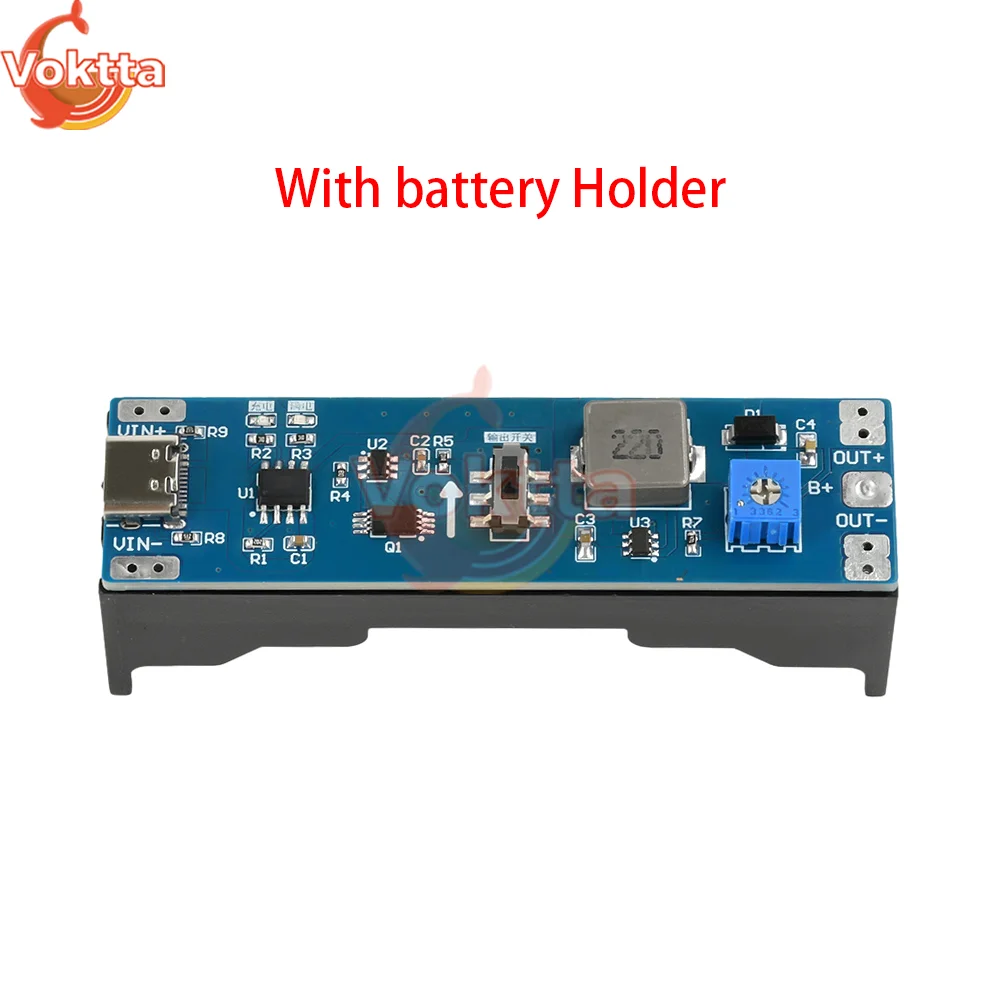 

5V 9V 12V Type-C 18650 Lithium Battery Boost Step Up Module 3.7V to 9V 12V 1A Charging Discharge Booster Regulator Module
