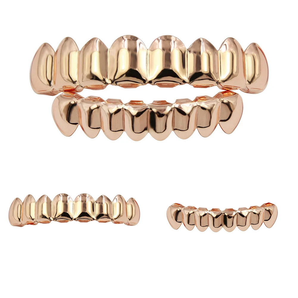 

Hip Hop Rapper Lower Teeth Grillz Cap Top Bottom Dental Braces Gold Color Punk Tooth Jewelry Personality Accessories