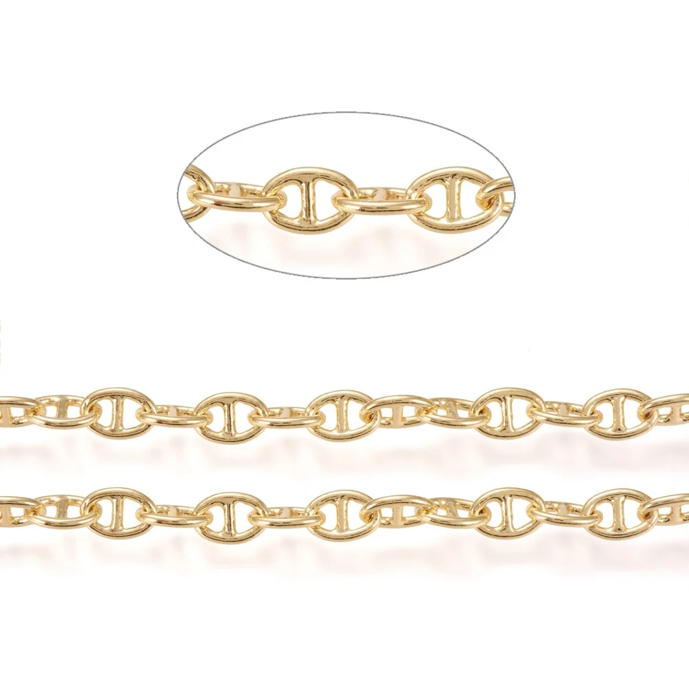 

1m Brass Mariner Link Chains with Spool Soldered Long-Lasting Plated Real 18K Gold Plated
