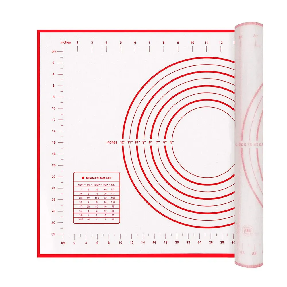 

20x16 Inch Lager Silicone Pastry Mat for Rolling Dough with Measurement Thick Non Stick Baking Fondant Counter Mat Oven Liner