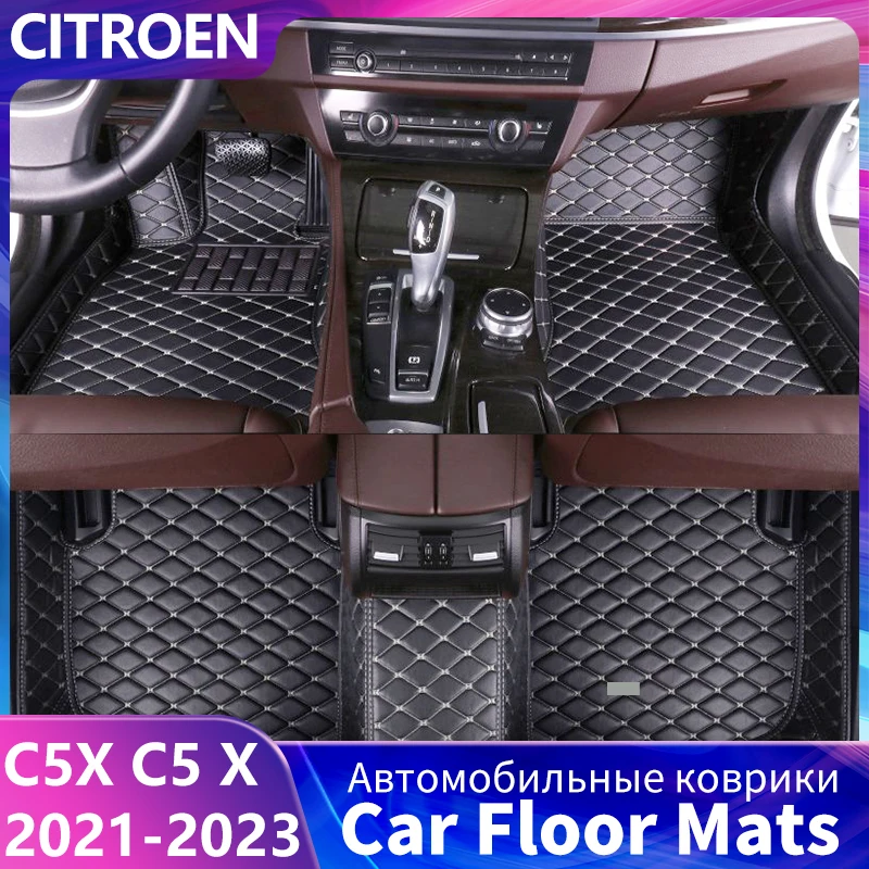 

Custom 5 Seat Car Floor Mats For Citroen C5 Aircross 2023 Leather Auto Carpet Anti Dirty Foot Pad Accessories