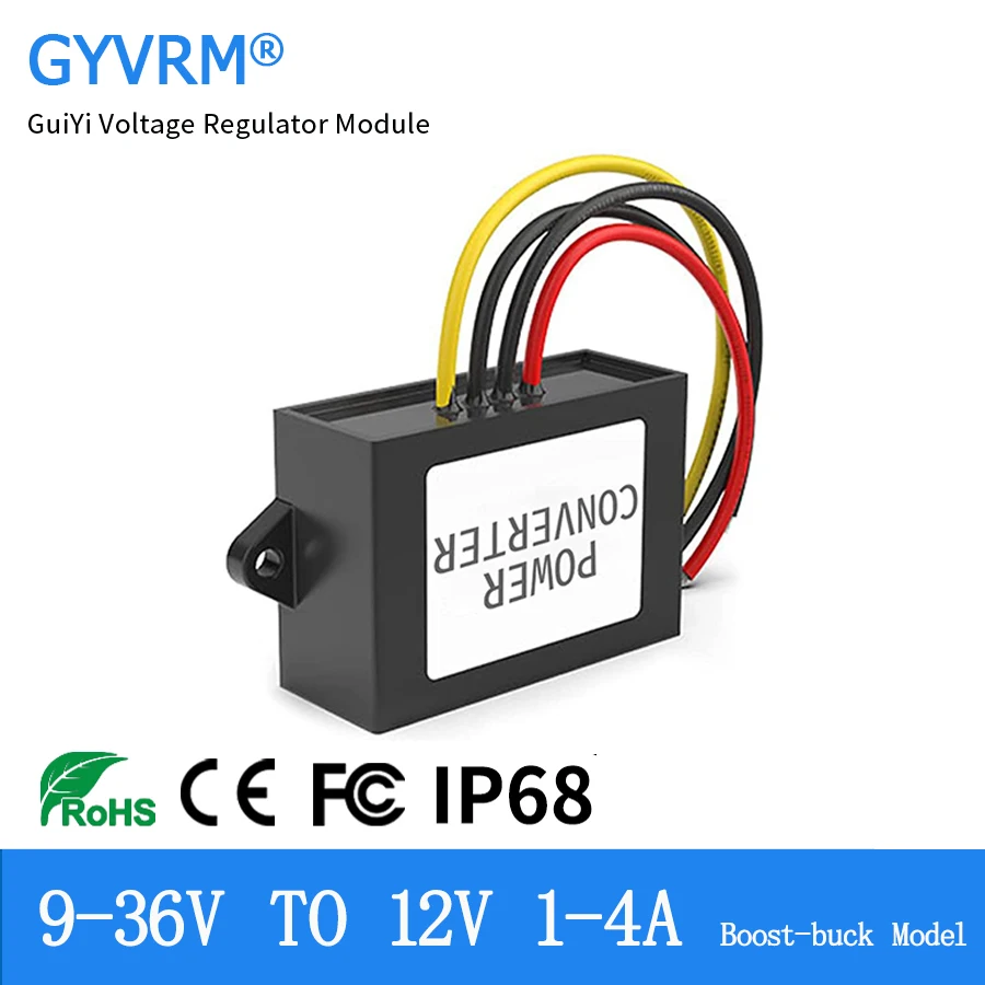 DC 12V модуль регулятора мощности 9-36V до 12V 1A 2A 4A IP68 водонепроницаемый автомобильный преобразователь мощности 12V до 12V повышающая модель