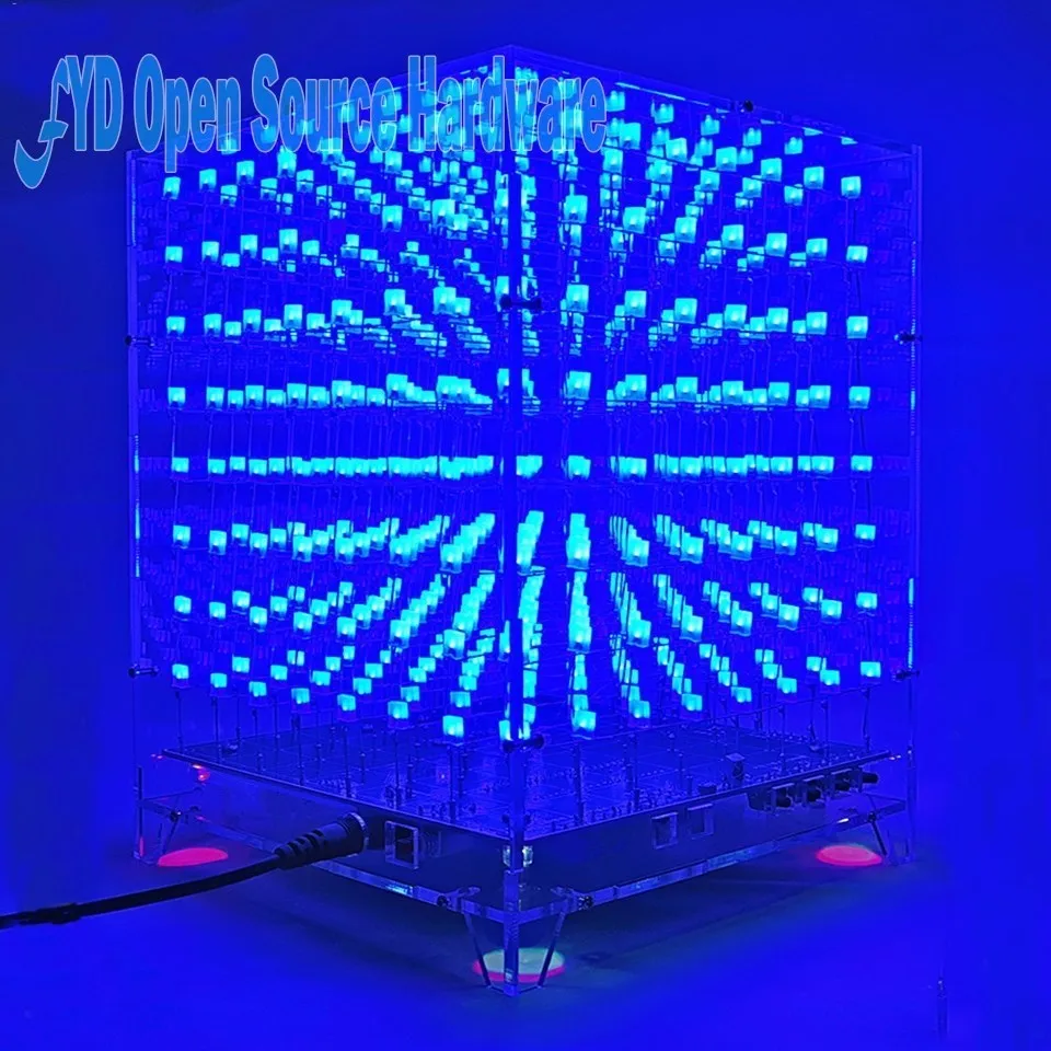 1set 8x8x8 3D LED LightSquared DIY Kit White LED Blue/Green/Pink  Ray 3mm LED Cube Electronic Suite 5V power supply