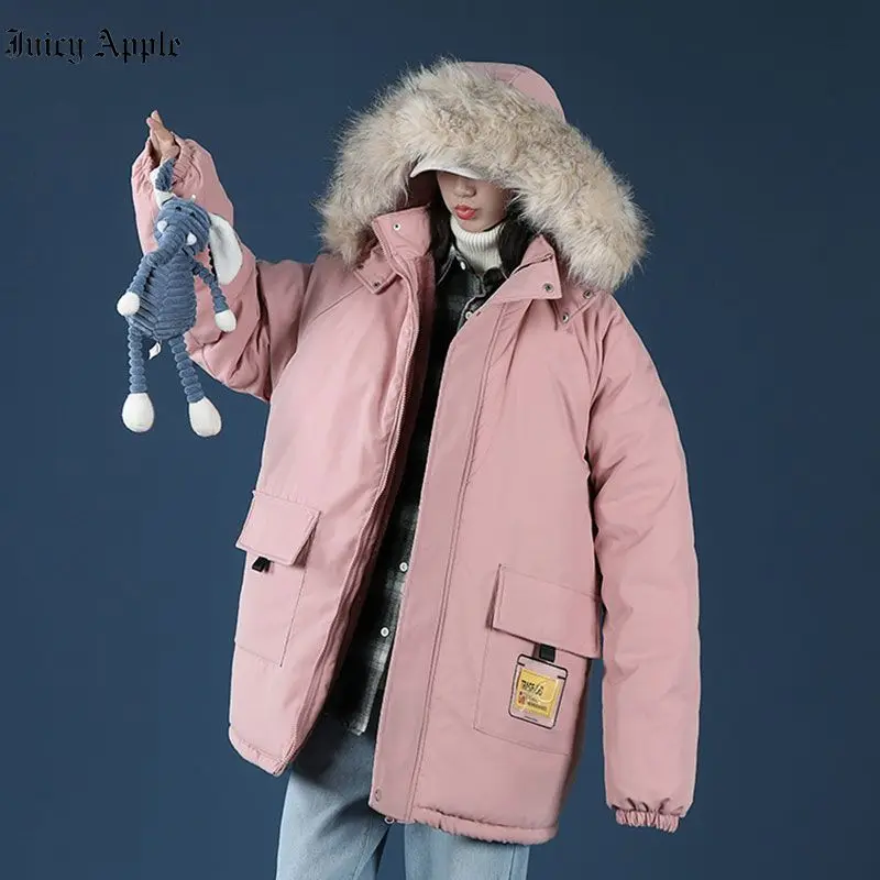 New Women's Winter Jackets 2022 Parka Fashion Coat Wool Liner Hooded Parkas Slim With Fur Collar Warm Snow Wear Thick Clothes