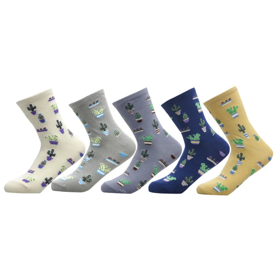 2021 новые носки женские хлопковые простые жаккардовые кактус свежие и дикие