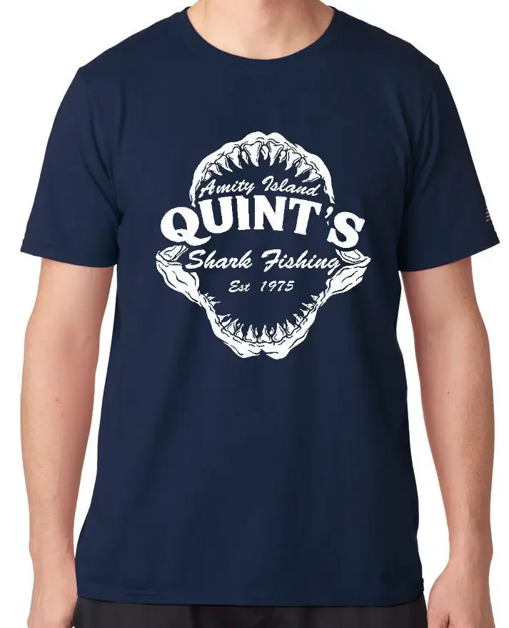 Футболка Jaws Quint's Shark Fishing 70-х 80-х годов из фильма 100% хлопок с круглым вырезом
