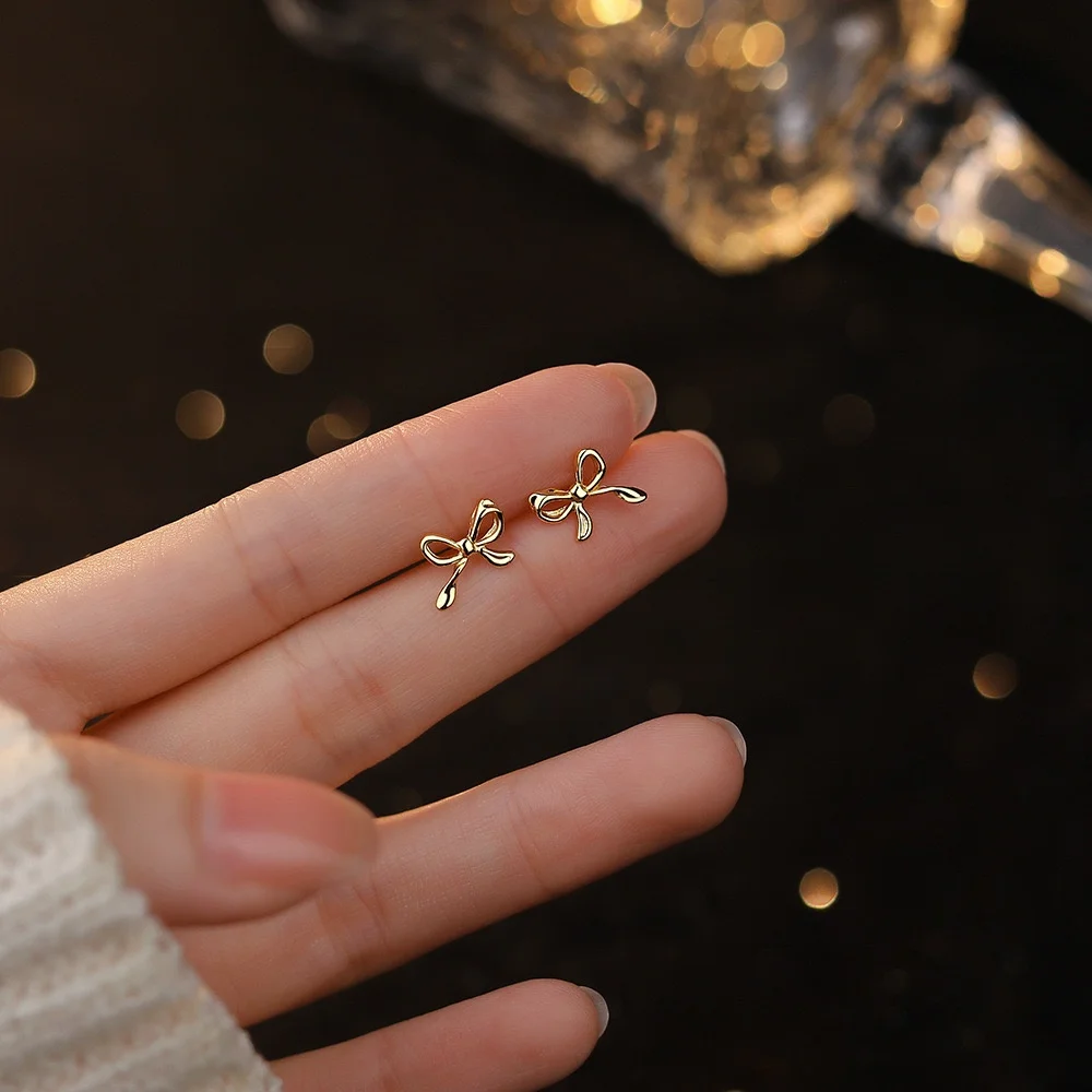 S999 серьги-гвоздики для ушей из чистого серебра с бантом всего тела женские