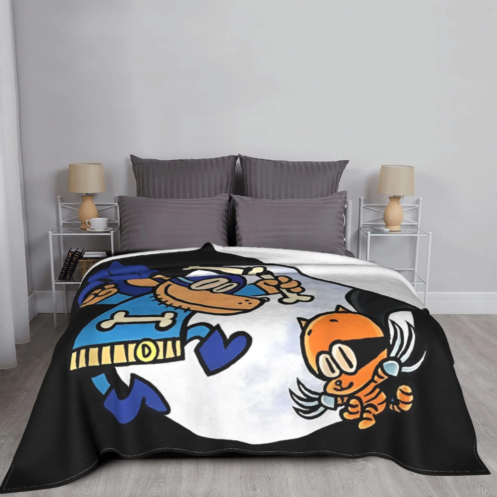 Плюшевое одеяло из кораллового флиса Dogman и Cat манга комикс собака мужское для