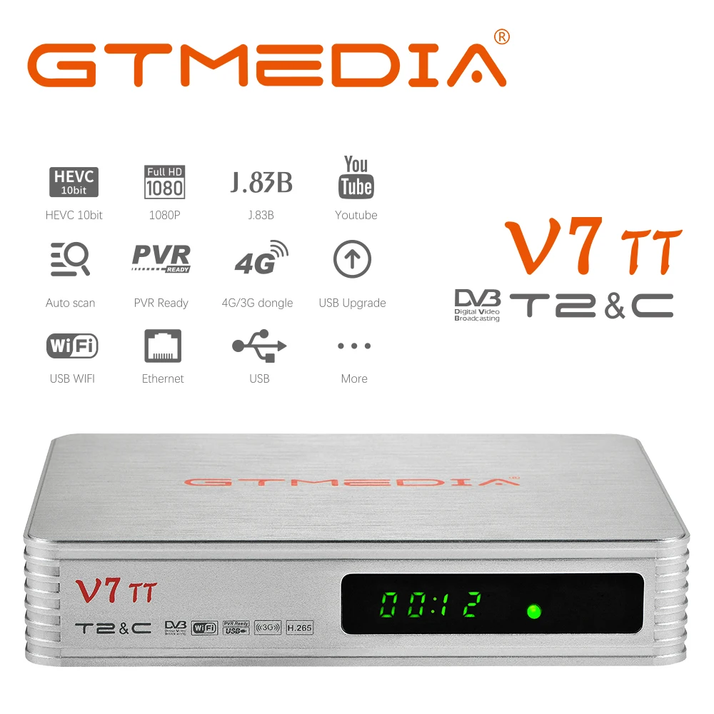 GTMEDIA V7 TT Приемник для термоприемника Full HD DVB-T/T2/DVB-C Сигнальная ТВ-приставка с USB